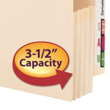 Smead End Tab File Pocket, Reinforced Straight-Cut Tab, 3-1/2" Exp, Manila Gusset, Letter Size, Manila, 25/Box
