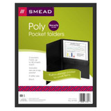 Smead Poly Two-Pocket Folder with Security Pocket, Letter Size, Black, 5/Pack
