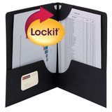 Smead Lockit Two-Pocket File Folder, Letter Size, Black, 25/Box