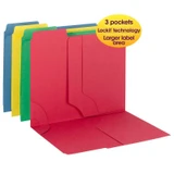Smead 3-in-1 SuperTab Section Folder, Letter Size, Assorted Colors, 1/3-Cut, 12/Pack