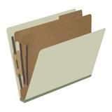 End Tab Pressboard Classification Folders, Letter Size, 2 Dividers, Gray/Green, 10/Box
