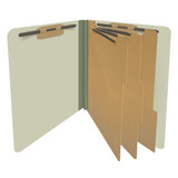 End Tab Pressboard Classification Folders, 3 Dividers, Letter Size, Type III Gray/Green, 10 per Box