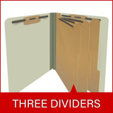 End Tab Pressboard Classification Folders, 3 Dividers, Letter Size, Type III Gray/Green, 10 per Box
