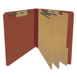 End Tab Pressboard Classification Folders, 3 Dividers, Letter Size, Type III Red, 10 per Box
