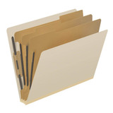 End Tab Classification Folders, 3 Dividers, Letter Size, 18pt Manila, 10/Box