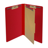 End Tab Pressboard Classification Folders, 1 Divider, Legal Size, Deep Red, 10/Box