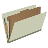 End Tab Pressboard Classification Folders, 1 Divider, Legal Size, Gray/Green, 10/Box