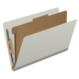 End Tab Pressboard Classification Folders, 1 Divider, Legal Size, Gray, 10/Box