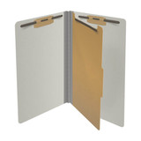End Tab Pressboard Classification Folders, 1 Divider, Legal Size, Gray, 10/Box