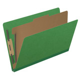 End Tab Pressboard Classification Folders, 1 Divider, Legal Size, Moss Green, 10/Box