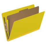 End Tab Pressboard Classification Folders, 1 Divider, Legal Size, Yellow, 10/Box