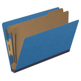 End Tab Pressboard Classification Folders, 2 Dividers, Legal Size, Type III Royal Blue, 10 per Box