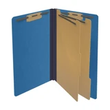 End Tab Pressboard Classification Folders, 2 Dividers, Legal Size, Type III Royal Blue, 10 per Box