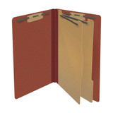 End Tab Pressboard Classification Folders, 2 Dividers, Legal Size, Type III Red, 10 per Box