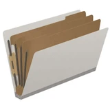 End Tab Pressboard Classification Folders, 3 Dividers, Legal Size, Type III Gray, 10 per Box