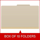 Classification Folders, 3 Dividers, Legal Size, Manila, 10/Box