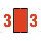 Jeter Numeric Labels, 6100-Series, 15/16 H x 1 5/8 W, Number 3, Dk Orange, 500/Roll