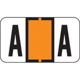 Jeter Alpha Labels, 7200-Series, 15/16 H x 1 5/8 W, Letter A, Orange, 500/Roll
