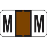Jeter Alpha Labels, 7200-Series, 15/16 H x 1 5/8 W, Letter M, Brown, 500/Roll