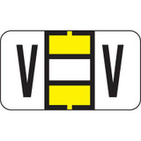 Jeter Alpha Labels, 7200-Series, 15/16 H x 1 5/8 W, Letter V, Yellow, 500/Roll