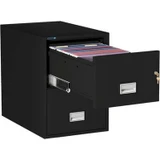 Phoenix LGL2W31 Legal Fireproof File Cabinet, 2 Drawer, 31" Deep, Black, Open