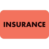 Insurance Labels, Insurance, 7/8 H x 1-1/2 W, Fluorescent Red, 250 per Roll