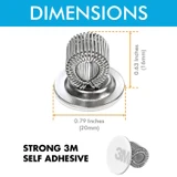 Metal adhesive pen holder dimensions showing 0.79-inch base and 0.63-inch heigh