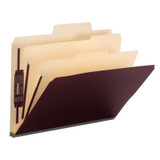 Smead SuperTab Classification Folders, Letter Size, 2 Dividers, Maroon (Linen), 10/Box