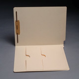 End Tab Pocket Folders, Inside Double Pocket, Letter, One Fastener, Manila, 50/Box