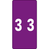 Smead Numeric Labels, LCC-Series, 2 H x 1 W, Number 3, Purple, 250/Roll