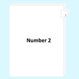 Legal index tabs number 2, side tab, letter size