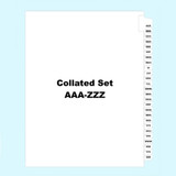 Legal Index Tabs AAZ to ZZZ, Collated Side Tab Set, Letter Size, 26 Tabs