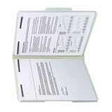 Smead Pressboard File Folder with 2 SafeSHIELD Fasteners, 1/3-Cut Tab, 1" Exp, Letter Size, Gray/Green, 25/Box