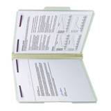 Smead Pressboard Fastener File Folder with SafeSHIELD Fasteners, 2 Fasteners, 1/3-Cut Tab, 3" Exp, Letter Size, Gray/Green, 25/Box