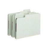 Smead SuperTab Pressboard Fastener Folders with SafeSHIELD Fasteners, 2 Fasteners, 1/3-Cut Tab, 2" Exp, Letter, Gray/Green 25/Box