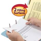 Smead 100% Recycled Pressboard Fastener File Folder, 1/3-Cut Tab, 1" Exp, Letter Size, Blue, 25/Box