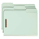 Smead 100% Recycled Pressboard Fastener File Folder, 1/3-Cut Tab, 1" Exp, Letter Size, Gray/Green, 25/Box