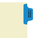 "History/Physical" - Side Tab Fileback Divider with Fastener - Position 1 - Blue - Zoomed Image