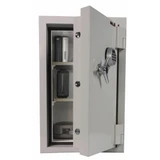 FireKing KF2722-1WHE fire safe open – shelves organized with binders, documents, and lockbox inside