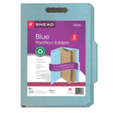 Smead 100% Recycled Pressboard Classification Folder, 2 Divider, 2" Exp, Legal Size, Blue, 5/Pack