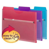 Smead Jewel Tone Project Organizers - Pink, Purple, and Teal with “Easy to Clean” icon
