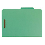 Smead 100% Recycled Pressboard Classification Folder, 2 Divider, 2" Exp, Legal Size, Green, 5/Pack
