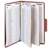 Smead SuperTab Pressboard Classification File Folder with SafeSHIELD Fasteners, 2 Dividers, 2" Exp, Legal Size, Red, 10/Box