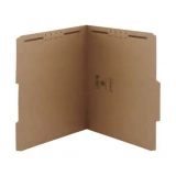 Kraft File Folder, Letter Size, 2/5-Cut Reinforced Tab, 17pt, 2 Fasteners – Inside View