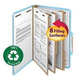 Smead Recycled Pressboard Classification Folders, 3 Dividers, Legal Size, Blue, 10/Box