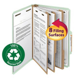 Smead Recycled Pressboard Classification Folders, 3 Dividers, Legal Size, Gray/Green, 10/Box