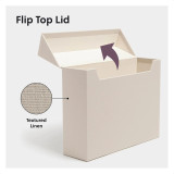 Smead Flip Top File Box, Letter Size (10 x 3.7 x 13) Beige Natural Linen, Gold Metal Nameplate (70232)