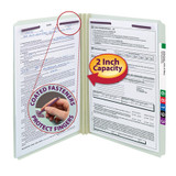 Smead Pressboard File Folder with 2 SafeSHIELD Fasteners, Straight-Cut Tab, 2" Expansion, Legal Size, Gray/Green, 25/Box
