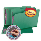 Smead Pressboard Fastener Folders, Legal Size, 1/3-Cut, 2 Fasteners, Green, 25/Box