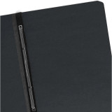 Angle view of the black Smead PressGuard report cover highlighting the reinforced spine and durable pressboard construction.
